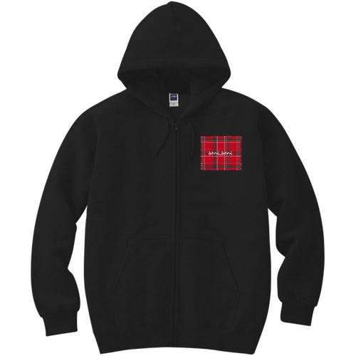 beni_beniロゴチェック柄（B） 軽量ジップアップパーカー