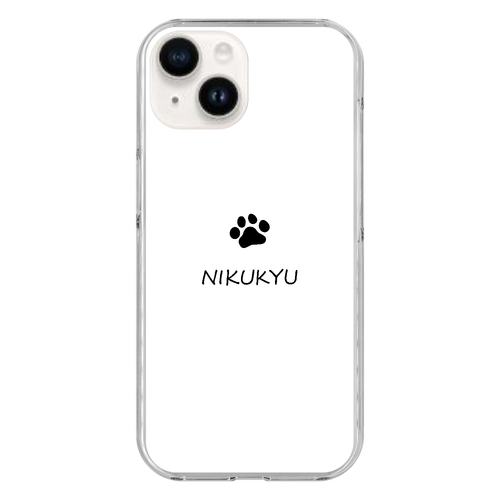 肉球（黒） iPhone15 (透明)(ハードケース)