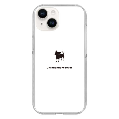 チワワシルエット（黒） iPhone15 (透明)(ハードケース)