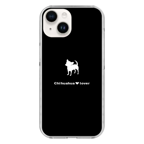 チワワシルエット（白） iPhone15 (透明)(ハードケース)