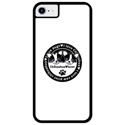牛柄チワワ〇（黒） iPhoneSE2/SE3 プリントパネルラバーケース
