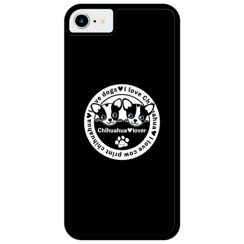 牛柄チワワ〇（白） iPhoneSE2/SE3 プリントパネルラバーケース