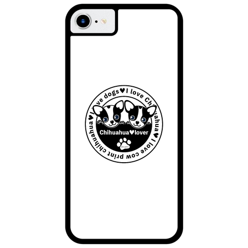 牛柄チワワ〇（白） iPhoneSE2/SE3 プリントパネルラバーケース