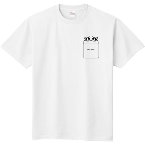 牛柄チワワポケット（透明） 定番Ｔシャツ