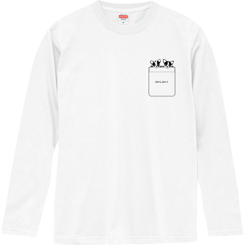牛柄チワワポケット（透明） ロングスリーブTシャツ