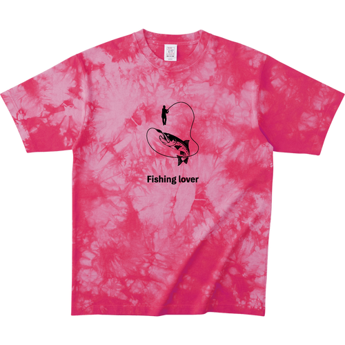 釣りイラスト（黒）（Fishing lover） タイダイＴシャツ