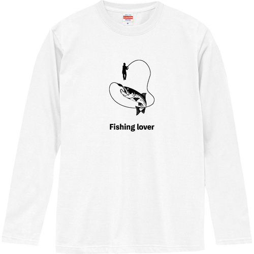 釣りイラスト（黒）（Fishing lover） ロングスリーブTシャツ