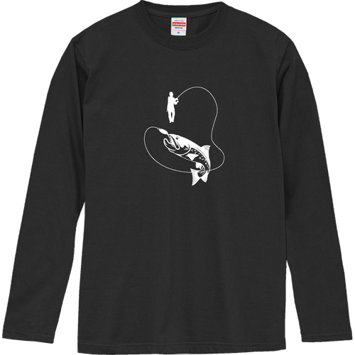 釣りイラスト（白） ロングスリーブTシャツ