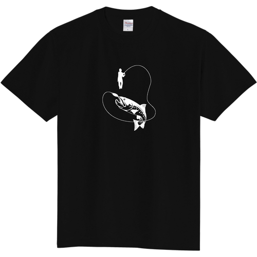 釣りイラスト（白） 定番Ｔシャツ