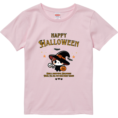 Halloween☆ニャン yellow ハイクオリティーTシャツ（ガールズ）