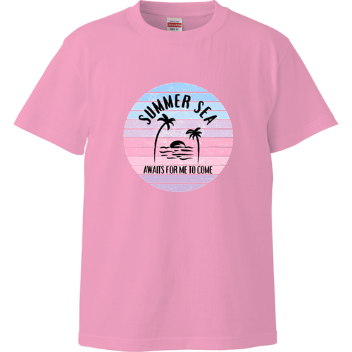 summer sea☆ピンク ハイクオリティーキッズTシャツ