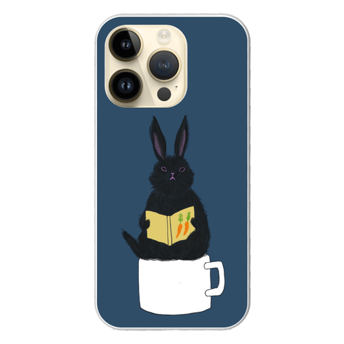 黒うさぎの読書 iPhone14 Pro (白)