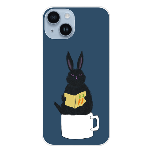黒うさぎの読書 iPhone14 (白)
