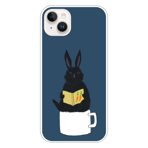 黒うさぎの読書 iPhone14 Plus (白)