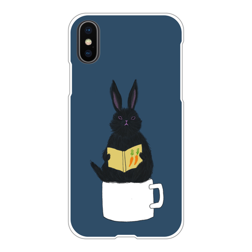 黒うさぎの読書 iPhoneX/Xs(白)
