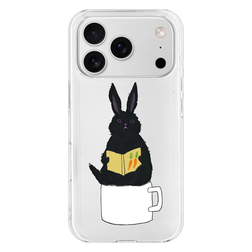 黒うさぎの読書 iPhone17 Pro (透明)(ハードケース)