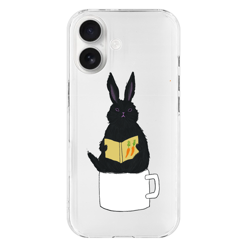 黒うさぎの読書 iPhone17 (透明)(ハードケース)