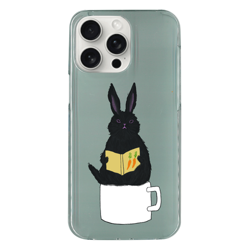 黒うさぎの読書 iPhone15 Pro Max (透明) (ハードケース)