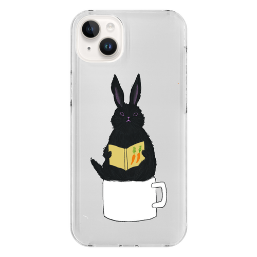 黒うさぎの読書 iPhone14 Plus (透明)