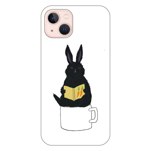 黒うさぎの読書 iPhone13 (透明) 