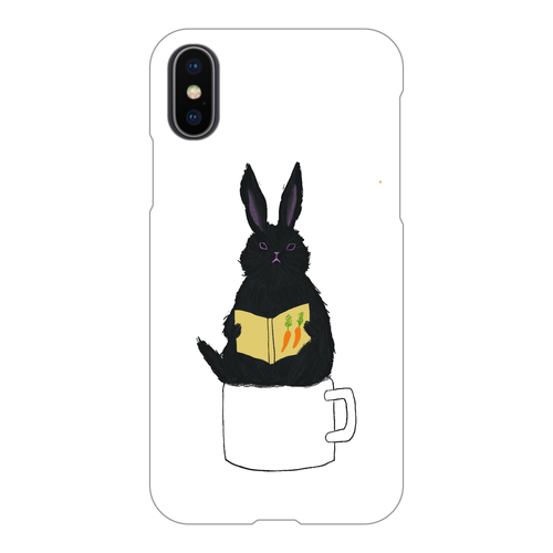 黒うさぎの読書 iPhoneX/Xs(透明)