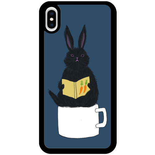 黒うさぎの読書 iPhoneXsMAX_プリントパネルラバーケース