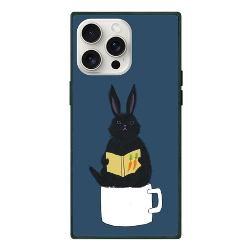 黒うさぎの読書 iPhone15ProMax 背面強化ガラス(スクエア)