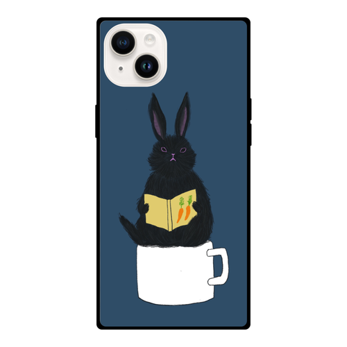 黒うさぎの読書 iPhone 14 Plus 背面強化ガラス(スクエア)