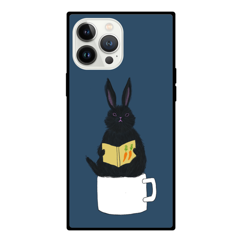 黒うさぎの読書 iPhone 13 Pro Max 背面強化ガラス(スクエア)