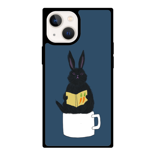 黒うさぎの読書 iPhone 13 mini 背面強化ガラス(スクエア)