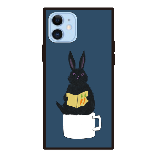 黒うさぎの読書 iPhone12/12pro 背面強化ガラス（スクエア）