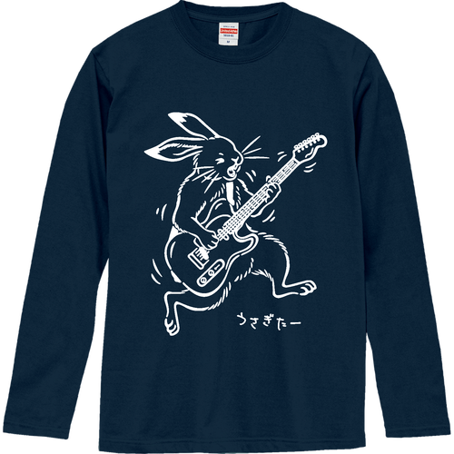 ロックなウサギターくん WH ロングスリーブTシャツ
