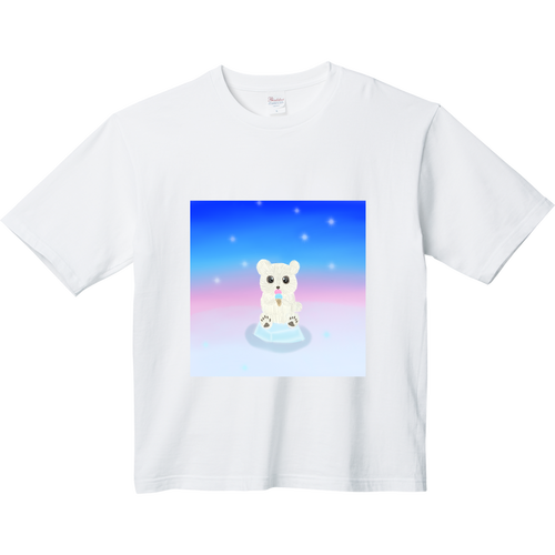 アイス大好きくまさん/夏モチーフ・動物 ヘビーウェイト ビッグシルエットTシャツ