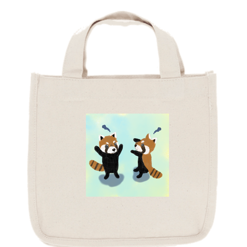 威嚇するレッサーパンダ キャンバスホリデートート（S）