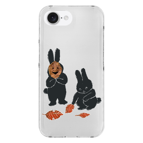 うさぎの秋遊び iPhone16e (透明)(ハードケース)