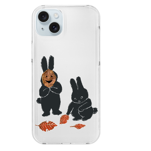うさぎの秋遊び iPhone15 Plus (透明) (ハードケース)