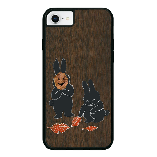 うさぎの秋遊び iPhone7 ウッドケース