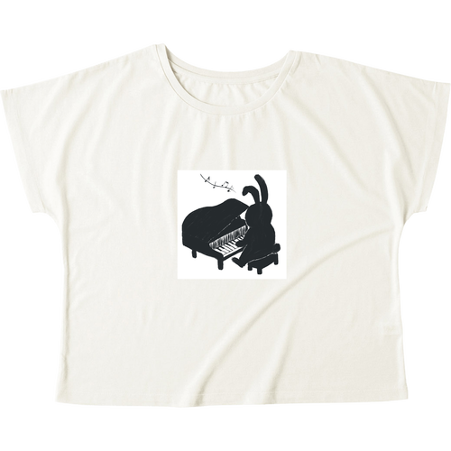 ピアノをひくうさぎ ウィメンズ ドルマン Tシャツ