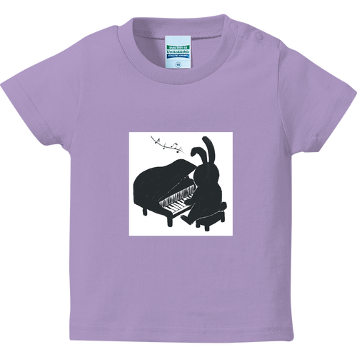 ピアノをひくうさぎ ハイクオリティーベビーTシャツ