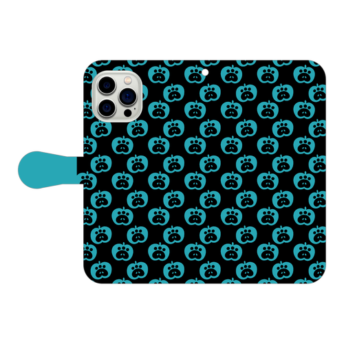 肉球リンゴの手帳型スマホケース【青リンゴ】 iPhone15 Pro Max 手帳型スマホケース