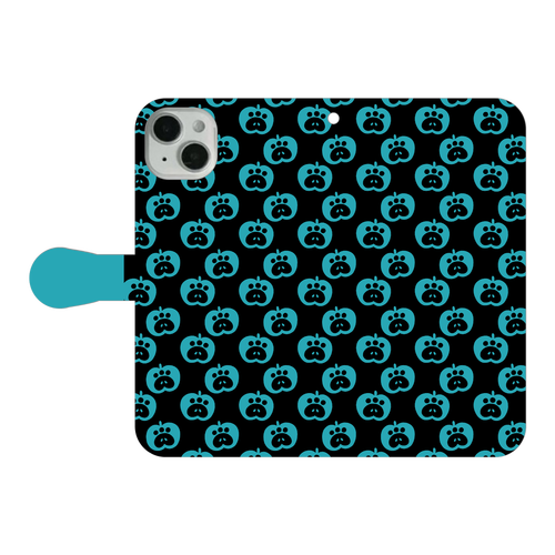 肉球リンゴの手帳型スマホケース【青リンゴ】 iPhone14 Plus 手帳型スマホケース