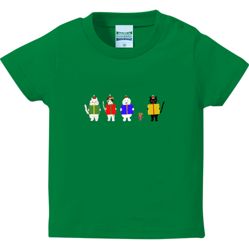 ねこ、ねずみ、雪だるまのクリスマスプレゼント ハイクオリティーベビーTシャツ