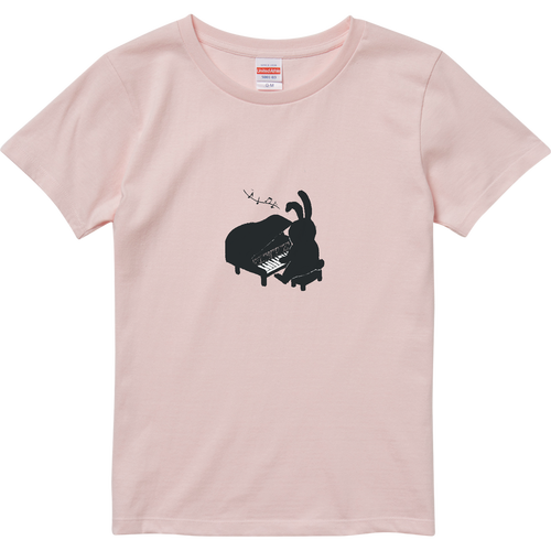 ピアノをひくうさぎ ハイクオリティーTシャツ（ガールズ）