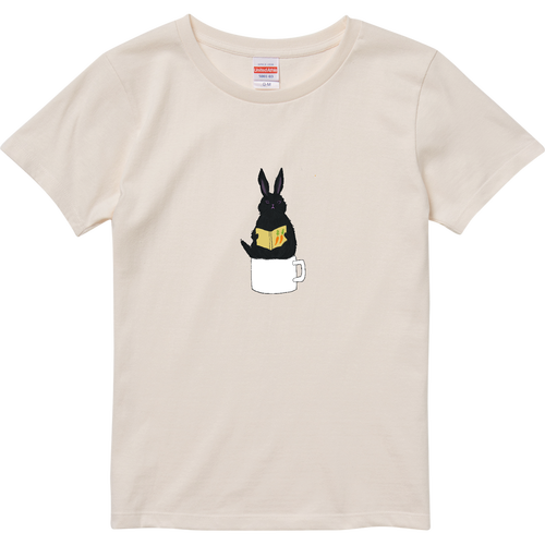 黒うさぎの読書 ハイクオリティーTシャツ（ガールズ）