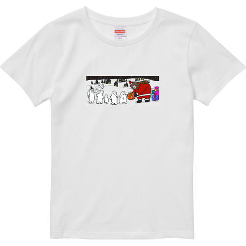クマのサンタさん ハイクオリティーTシャツ（ガールズ）