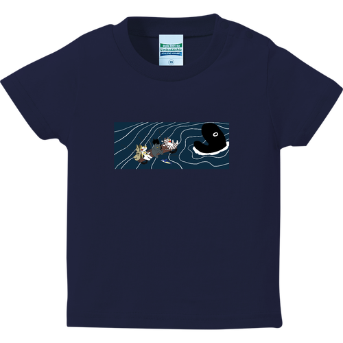 ねこの魚釣り ハイクオリティーベビーTシャツ