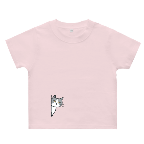 のぞき見ねこ ヘビーウェイトベビーＴシャツ