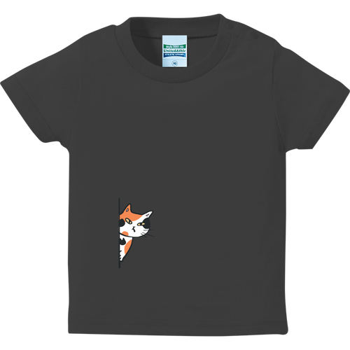 のぞき見ネコ　三毛猫 ハイクオリティーベビーTシャツ