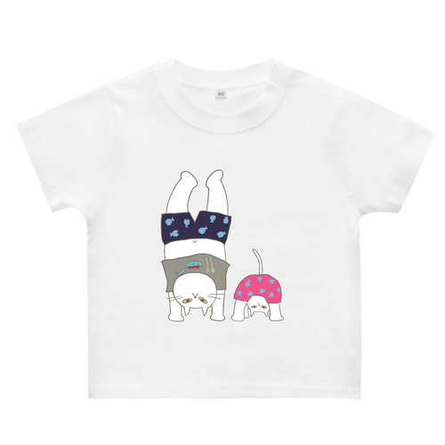 逆立ちねこ ヘビーウェイトベビーＴシャツ