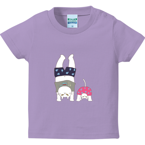 逆立ちねこ ハイクオリティーベビーTシャツ